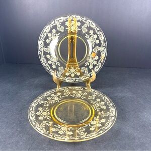 Vintage 1930s Depression Glass Tiffin Rosalind Mandarin Yellow Salad Plate 7.25”